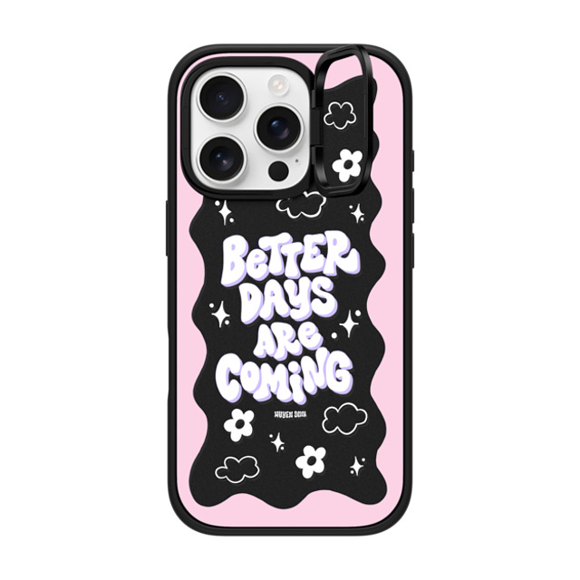 Huyen Dinh x CASETiFY iPhone 16 Pro ケース マットブラック インパクトリングスタンドケース MagSafe対応 Better Days are Coming