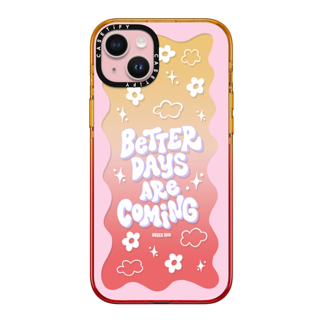 Huyen Dinh x CASETiFY iPhone 15 Plus ケース Peach Haze インパクトケース Better Days are Coming