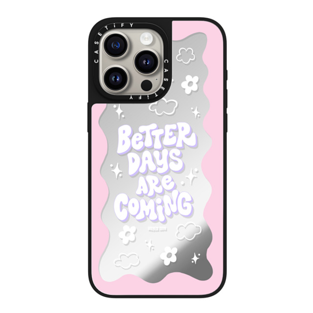 Huyen Dinh x CASETiFY iPhone 15 Pro Max ケース Silver on Black ミラーケース MagSafe対応 Better Days are Coming