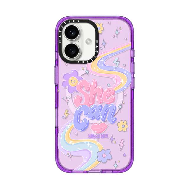 Huyen Dinh x CASETiFY iPhone 16 ケース パープル インパクトケース MagSafe対応 She Can