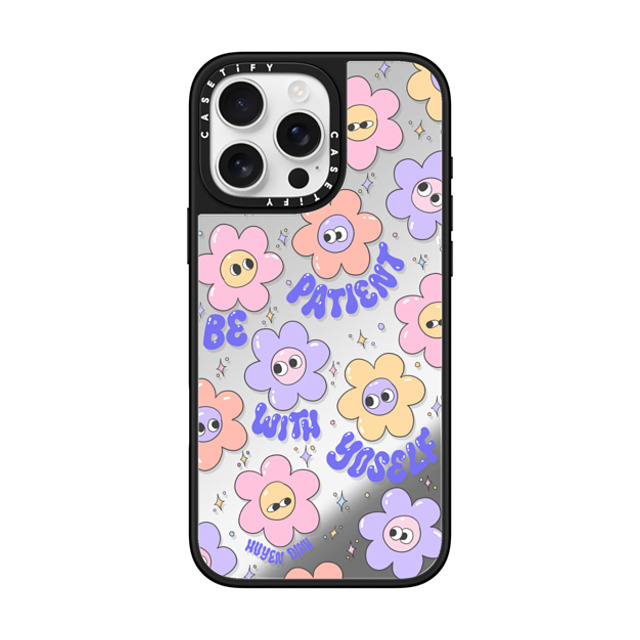 Huyen Dinh x CASETiFY iPhone 16 Pro Max ケース Floral,Cartoon Silver on Black ミラーケース MagSafe対応 Be Patient with Yourself Floral Back to School Huyen Dinh x CASETiFY iPhone 16 Pro Max ケース Floral,Cartoon Silver on Black ミラーケース MagSafe対応 Be Patient with Yourself Floral Back to School