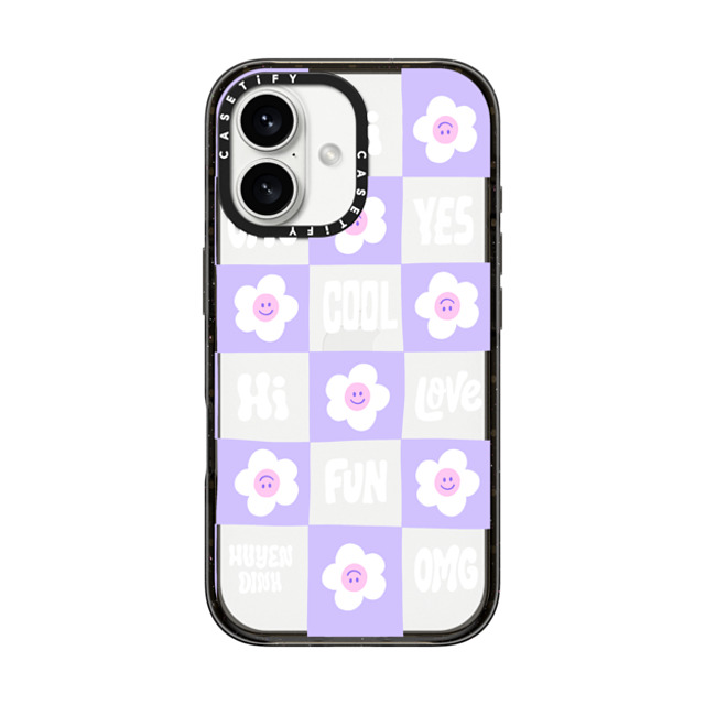 Huyen Dinh x CASETiFY iPhone 16 ケース Floral,Checkered ブラック インパクトケース Pastel Flowers Checker Father's Day Huyen Dinh x CASETiFY iPhone 16 ケース Floral,Checkered ブラック インパクトケース Pastel Flowers Checker Father's Day