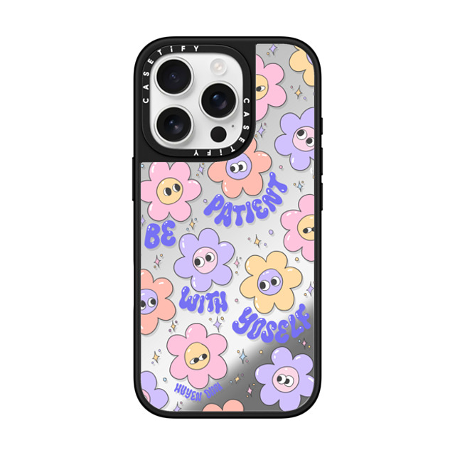 Huyen Dinh x CASETiFY iPhone 16 Pro ケース Floral,Cartoon Silver on Black ミラーケース MagSafe対応 Be Patient with Yourself Floral Back to School Huyen Dinh x CASETiFY iPhone 16 Pro ケース Floral,Cartoon Silver on Black ミラーケース MagSafe対応 Be Patient with Yourself Floral Back to School