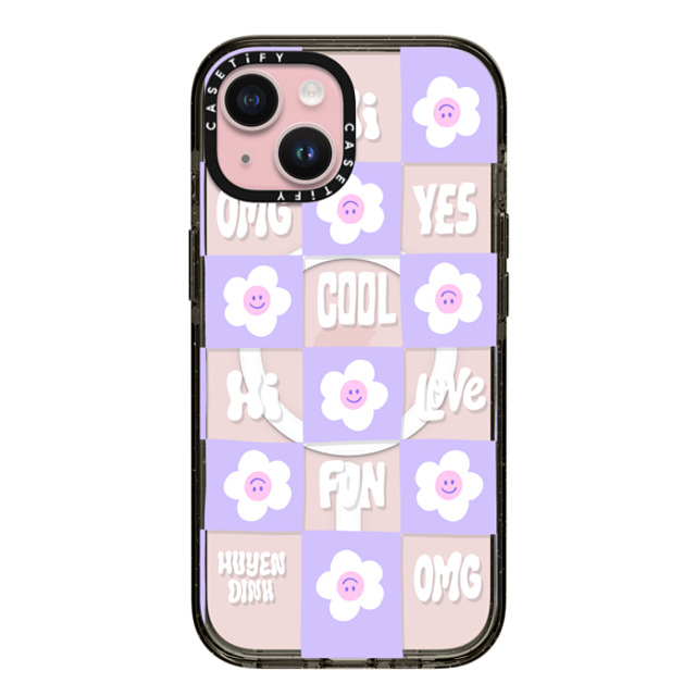 Huyen Dinh x CASETiFY iPhone 15 Case Floral,Checkered Black Impact Case MagSafe Compatible Pastel Flowers Checker Mother's Day Huyen Dinh x CASETiFY iPhone 15 Case Floral,Checkered Black Impact Case MagSafe Compatible Pastel Flowers Checker Mother's Day