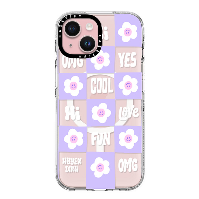 Huyen Dinh x CASETiFY iPhone 15 Case Floral,Checkered Clear Clear Case MagSafe Compatible Pastel Flowers Checker Mother's Day Huyen Dinh x CASETiFY iPhone 15 Case Floral,Checkered Clear Clear Case MagSafe Compatible Pastel Flowers Checker Mother's Day