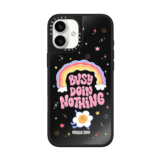 Huyen Dinh x CASETiFY iPhone 16 Plus ケース Black on Black ミラーケース MagSafe対応 Busy Doing Nothing