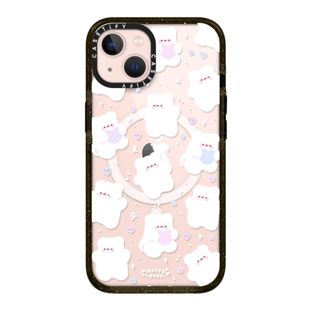 sleepydaze x CASETiFY iPhone 13 ケース ブラック インパクトケース MagSafe対応 mochi doodles by sleepydaze