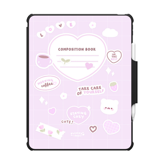 sleepydaze x CASETiFY iPad Air 13-inch (M2/M3) Cartoon,Pastel ブラック インパクト フォリオ ケース mochi composition book (pink) by sleepydaze Back to School sleepydaze x CASETiFY iPad Air 13-inch (M2/M3) Cartoon,Pastel ブラック インパクト フォリオ ケース mochi composition book (pink) by sleepydaze Back to School