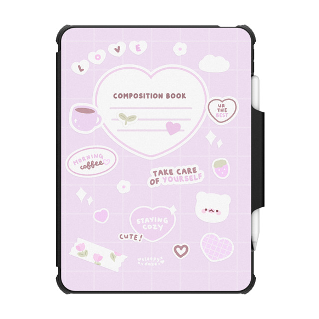sleepydaze x CASETiFY iPad Pro 11-inch (第3/4世代) Cartoon,Pastel ブラック インパクト フォリオ ケース mochi composition book (pink) by sleepydaze Back to School sleepydaze x CASETiFY iPad Pro 11-inch (第3/4世代) Cartoon,Pastel ブラック インパクト フォリオ ケース mochi composition book (pink) by sleepydaze Back to School