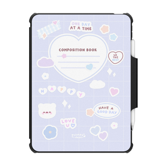 sleepydaze x CASETiFY iPad Pro 11-inch (第3/4世代) Cartoon,Pastel ブラック インパクト フォリオ ケース mochi composition book (blue) by sleepydaze Back to School sleepydaze x CASETiFY iPad Pro 11-inch (第3/4世代) Cartoon,Pastel ブラック インパクト フォリオ ケース mochi composition book (blue) by sleepydaze Back to School