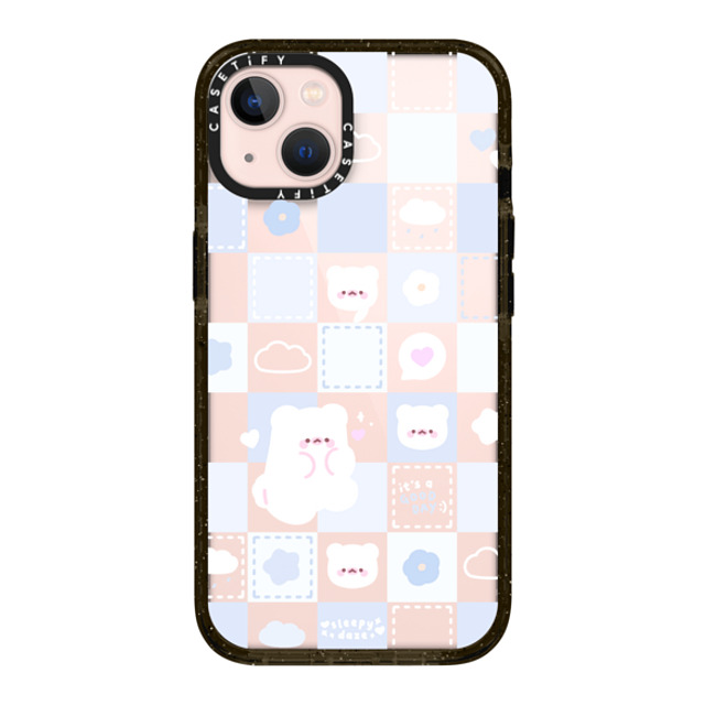 sleepydaze x CASETiFY iPhone 13 ケース ブラック インパクトケース good day mochi checkers by sleepydaze