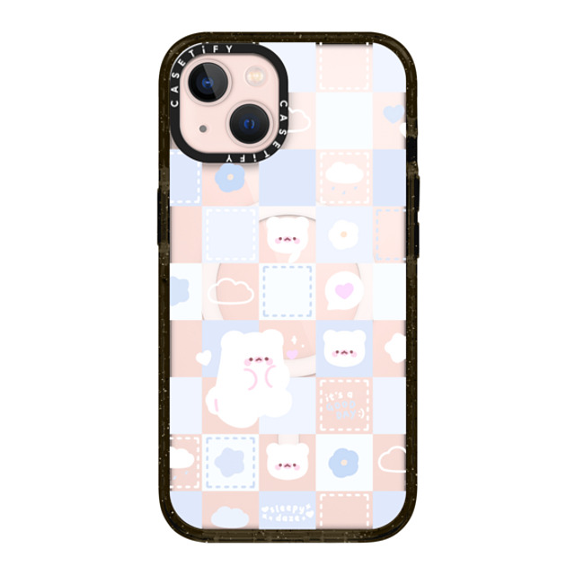 sleepydaze x CASETiFY iPhone 13 ケース ブラック インパクトケース MagSafe対応 good day mochi checkers by sleepydaze