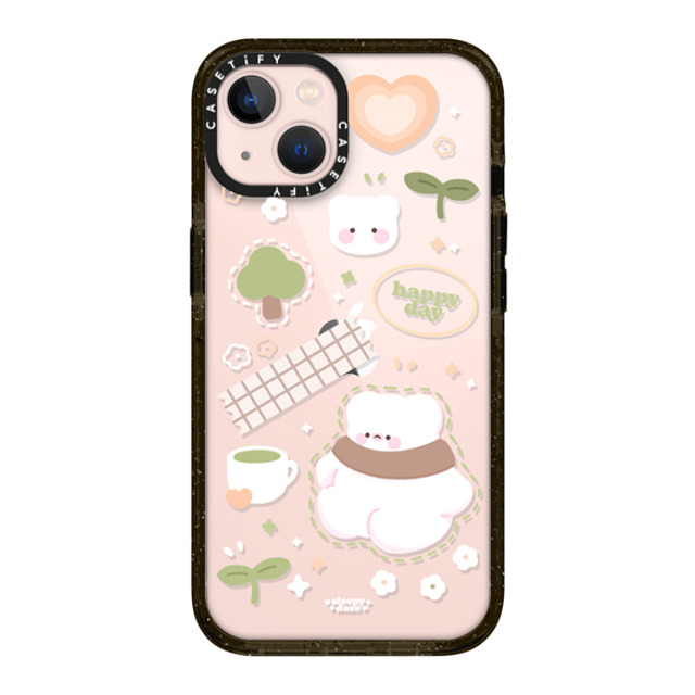 sleepydaze x CASETiFY iPhone 13 ケース ブラック インパクトケース happy day