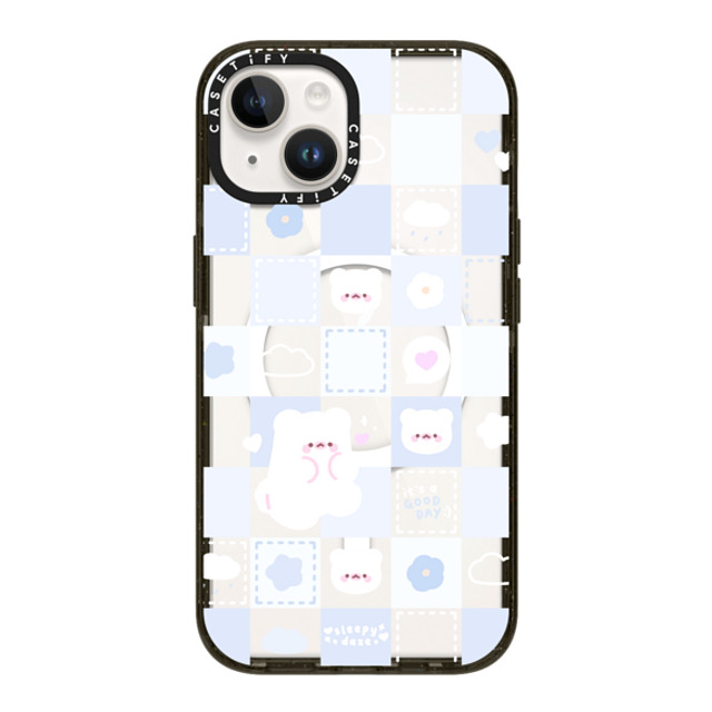 sleepydaze x CASETiFY iPhone 14 ケース ブラック インパクトケース MagSafe対応 good day mochi checkers by sleepydaze