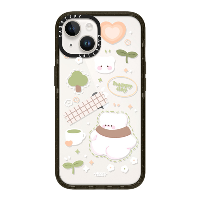 sleepydaze x CASETiFY iPhone 14 ケース ブラック インパクトケース happy day