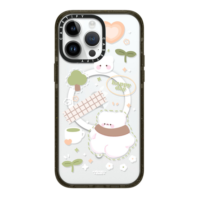 sleepydaze x CASETiFY iPhone 14 Pro Max ケース ブラック インパクトケース MagSafe対応 happy day