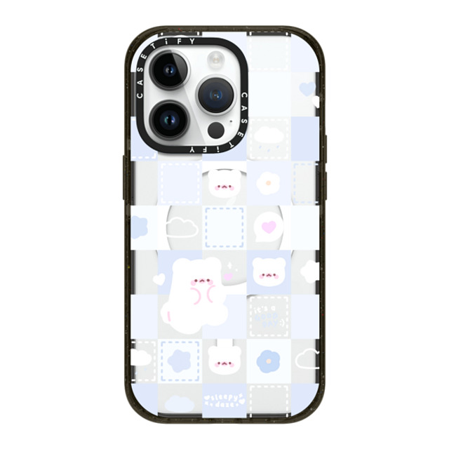 sleepydaze x CASETiFY iPhone 14 Pro ケース ブラック インパクトケース MagSafe対応 good day mochi checkers by sleepydaze