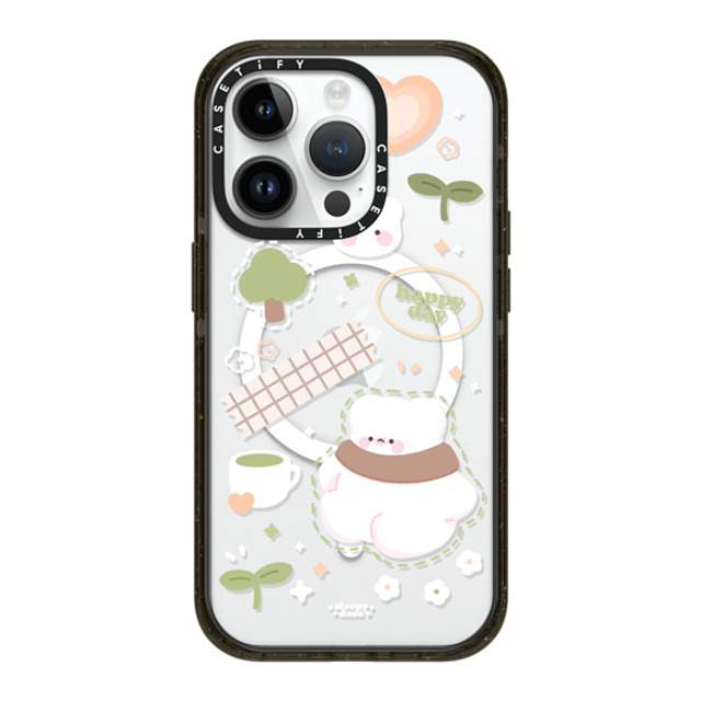 sleepydaze x CASETiFY iPhone 14 Pro ケース ブラック インパクトケース MagSafe対応 happy day