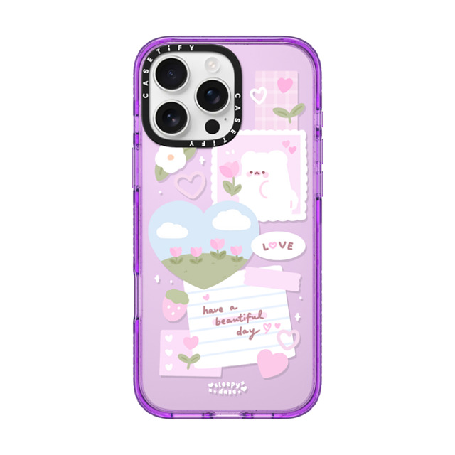 sleepydaze x CASETiFY iPhone 16 Pro Max ケース パープル インパクトケース beautiful day by sleepydaze