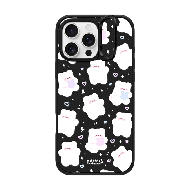 sleepydaze x CASETiFY iPhone 16 Pro Max ケース マットブラック インパクトリングスタンドケース MagSafe対応 mochi doodles by sleepydaze