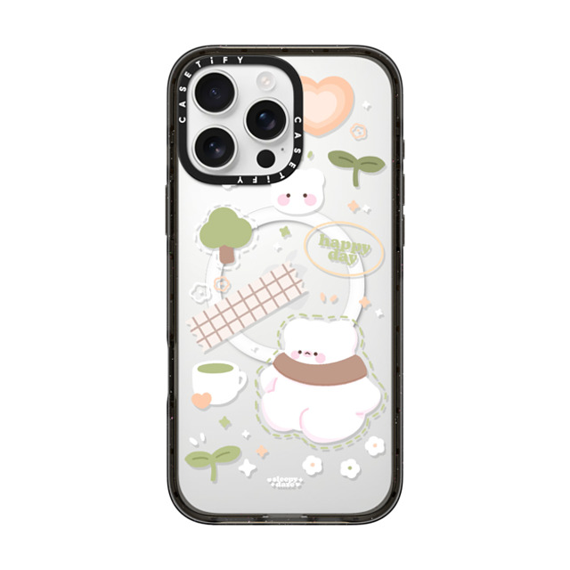 sleepydaze x CASETiFY iPhone 16 Pro Max ケース ブラック インパクトケース MagSafe対応 happy day