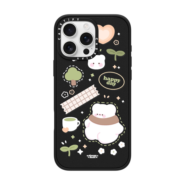 sleepydaze x CASETiFY iPhone 16 Pro Max ケース マットブラック インパクトケース MagSafe対応 happy day