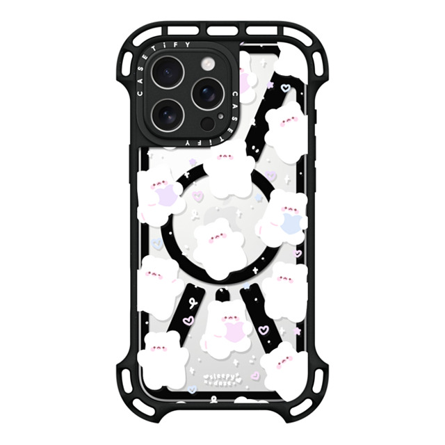 sleepydaze x CASETiFY iPhone 16 Pro Max ケース ブラック ウルトラ バウンスケース MagSafe対応 mochi doodles by sleepydaze