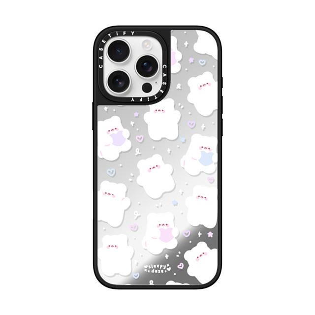 sleepydaze x CASETiFY iPhone 16 Pro Max ケース Silver on Black ミラーケース MagSafe対応 mochi doodles by sleepydaze