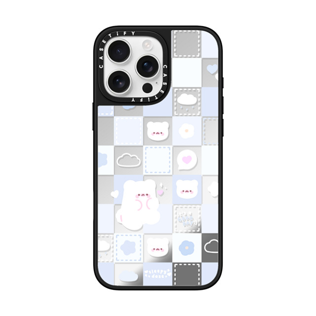 sleepydaze x CASETiFY iPhone 16 Pro Max ケース Silver on Black ミラーケース MagSafe対応 good day mochi checkers by sleepydaze