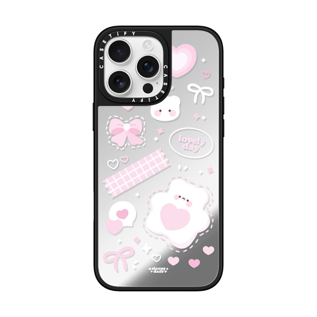 sleepydaze x CASETiFY iPhone 16 Pro Max ケース Silver on Black ミラーケース MagSafe対応 lovely day