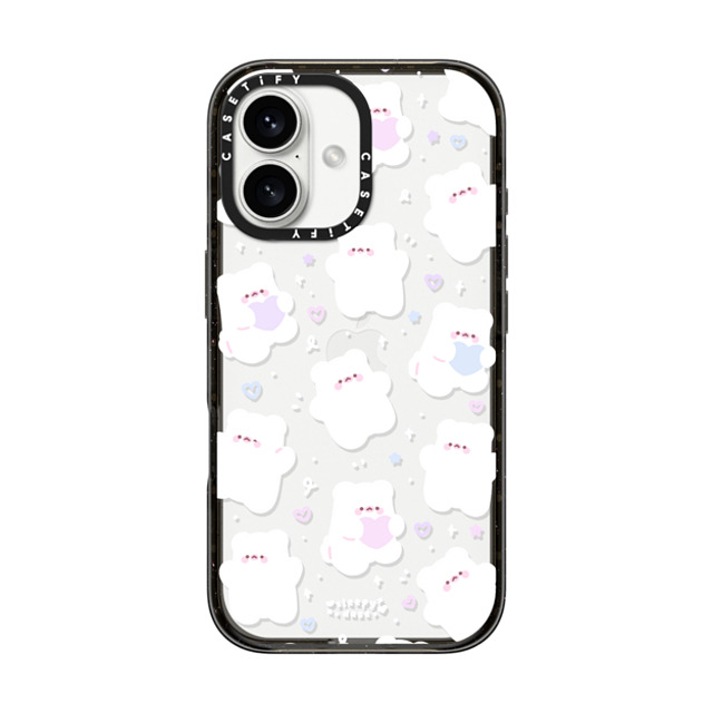 sleepydaze x CASETiFY iPhone 16 ケース ブラック インパクトケース mochi doodles by sleepydaze