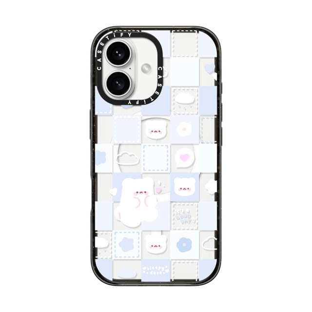 sleepydaze x CASETiFY iPhone 16 ケース ブラック インパクトケース MagSafe対応 good day mochi checkers by sleepydaze