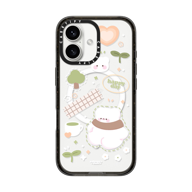 sleepydaze x CASETiFY iPhone 16 ケース ブラック インパクトケース MagSafe対応 happy day