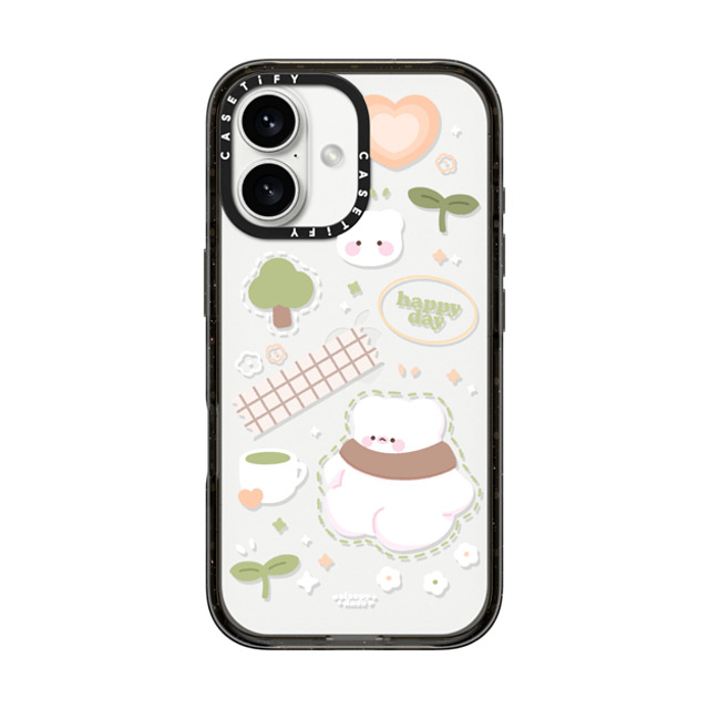 sleepydaze x CASETiFY iPhone 16 ケース ブラック インパクトケース happy day