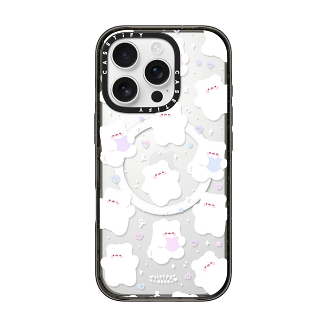 sleepydaze x CASETiFY iPhone 16 Pro ケース ブラック インパクトケース MagSafe対応 mochi doodles by sleepydaze