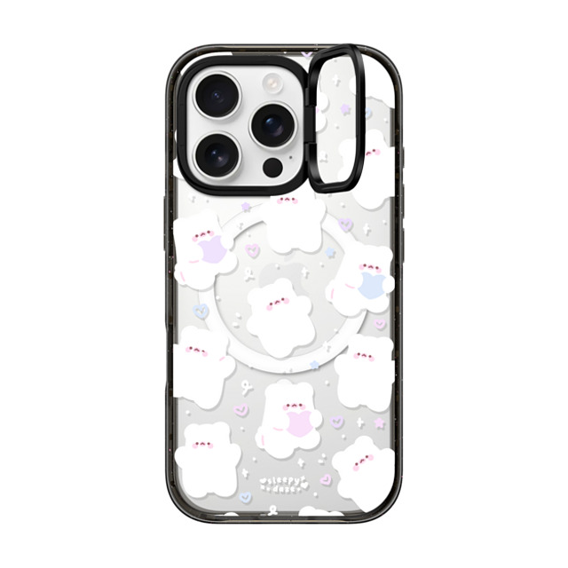 sleepydaze x CASETiFY iPhone 16 Pro ケース ブラック インパクトリングスタンドケース MagSafe対応 mochi doodles by sleepydaze