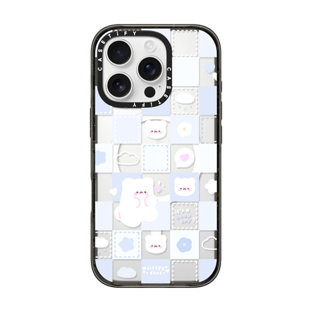 sleepydaze x CASETiFY iPhone 16 Pro ケース ブラック インパクトケース MagSafe対応 good day mochi checkers by sleepydaze