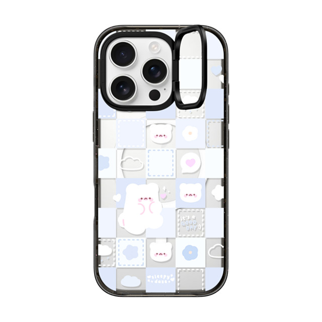 sleepydaze x CASETiFY iPhone 16 Pro ケース ブラック インパクトリングスタンドケース MagSafe対応 good day mochi checkers by sleepydaze