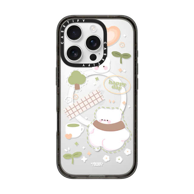 sleepydaze x CASETiFY iPhone 16 Pro ケース ブラック インパクトケース MagSafe対応 happy day