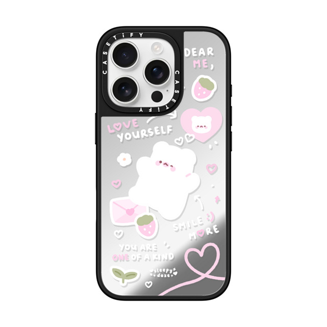 sleepydaze x CASETiFY iPhone 16 Pro ケース Silver on Black ミラーケース MagSafe対応 love letter by sleepydaze