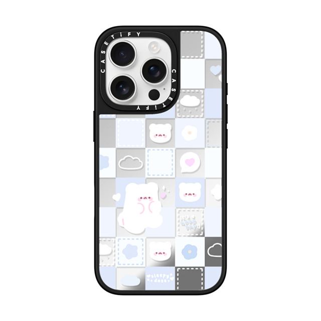 sleepydaze x CASETiFY iPhone 16 Pro ケース Silver on Black ミラーケース MagSafe対応 good day mochi checkers by sleepydaze