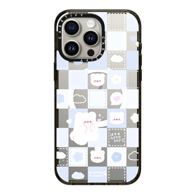 sleepydaze x CASETiFY iPhone 15 Pro Max ケース ブラック インパクトケース MagSafe対応 good day mochi checkers by sleepydaze