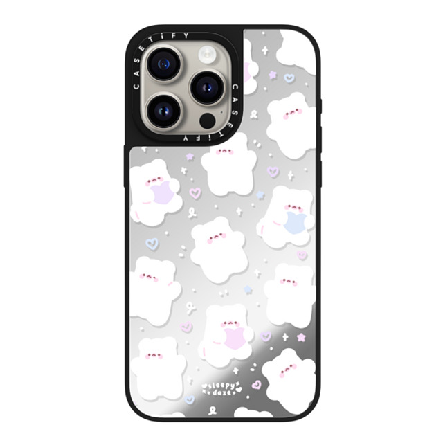 sleepydaze x CASETiFY iPhone 15 Pro Max ケース Silver on Black ミラーケース MagSafe対応 mochi doodles by sleepydaze