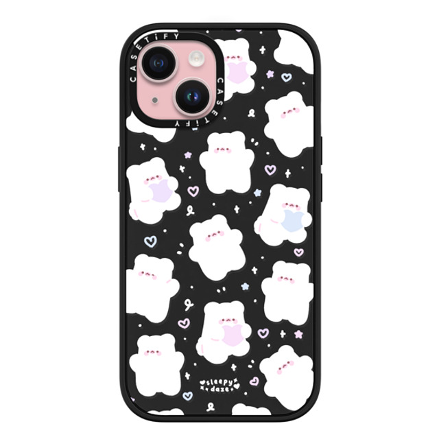 sleepydaze x CASETiFY iPhone 15 ケース マットブラック インパクトケース MagSafe対応 mochi doodles by sleepydaze