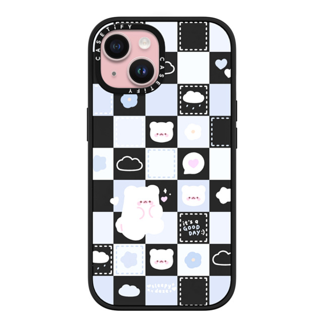 sleepydaze x CASETiFY iPhone 15 ケース マットブラック インパクトケース MagSafe対応 good day mochi checkers by sleepydaze