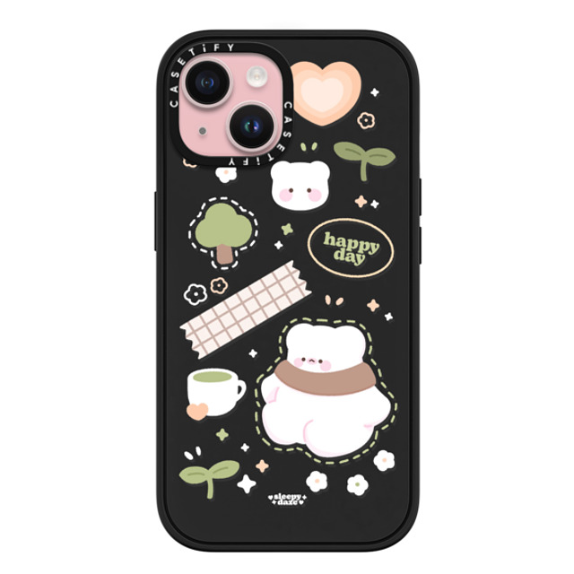 sleepydaze x CASETiFY iPhone 15 ケース マットブラック インパクトケース MagSafe対応 happy day