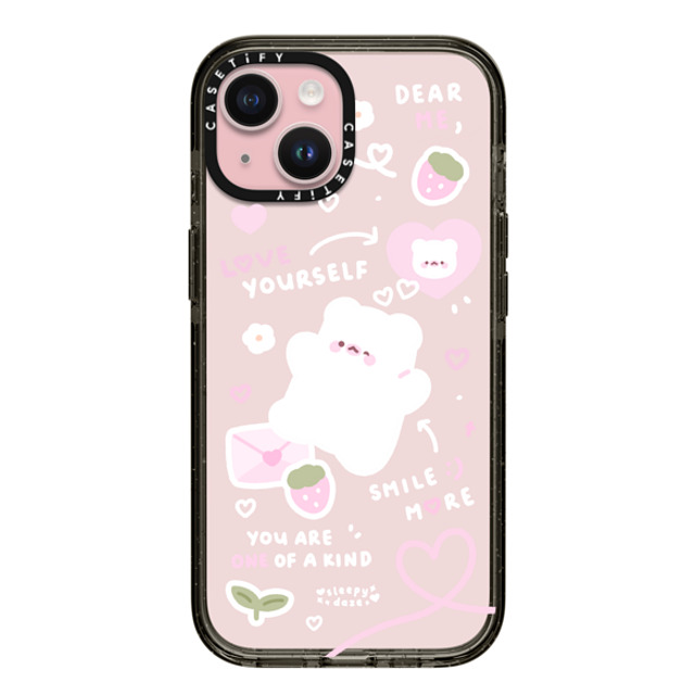 sleepydaze x CASETiFY iPhone 15 ケース ブラック インパクトケース love letter by sleepydaze