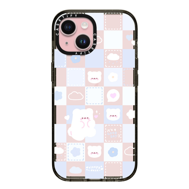 sleepydaze x CASETiFY iPhone 15 ケース ブラック インパクトケース good day mochi checkers by sleepydaze