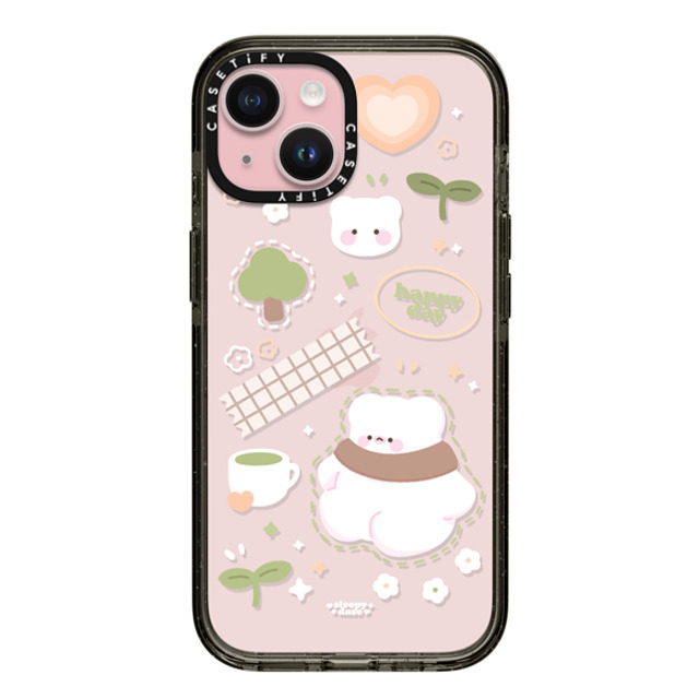 sleepydaze x CASETiFY iPhone 15 ケース ブラック インパクトケース happy day