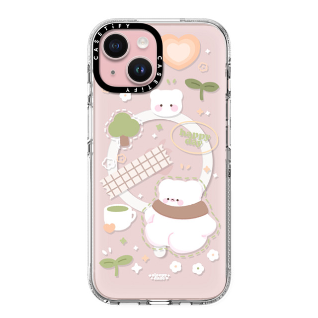 sleepydaze x CASETiFY iPhone 15 ケース クリア クリア ケース MagSafe対応 happy day